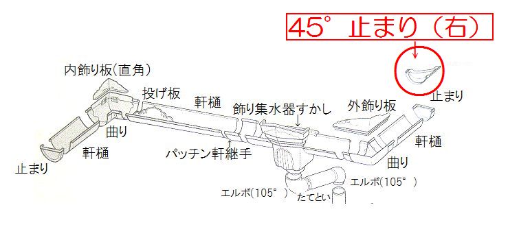 45°止まり　図