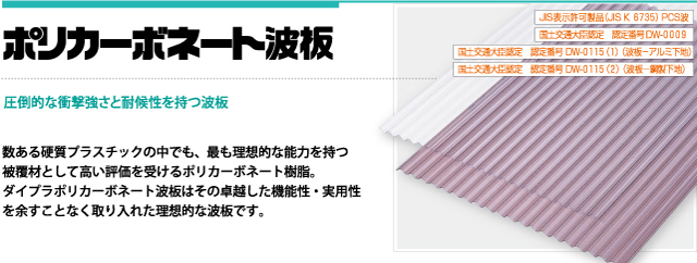 ダイプラ ポリカーボネート波板 長さ：６尺
